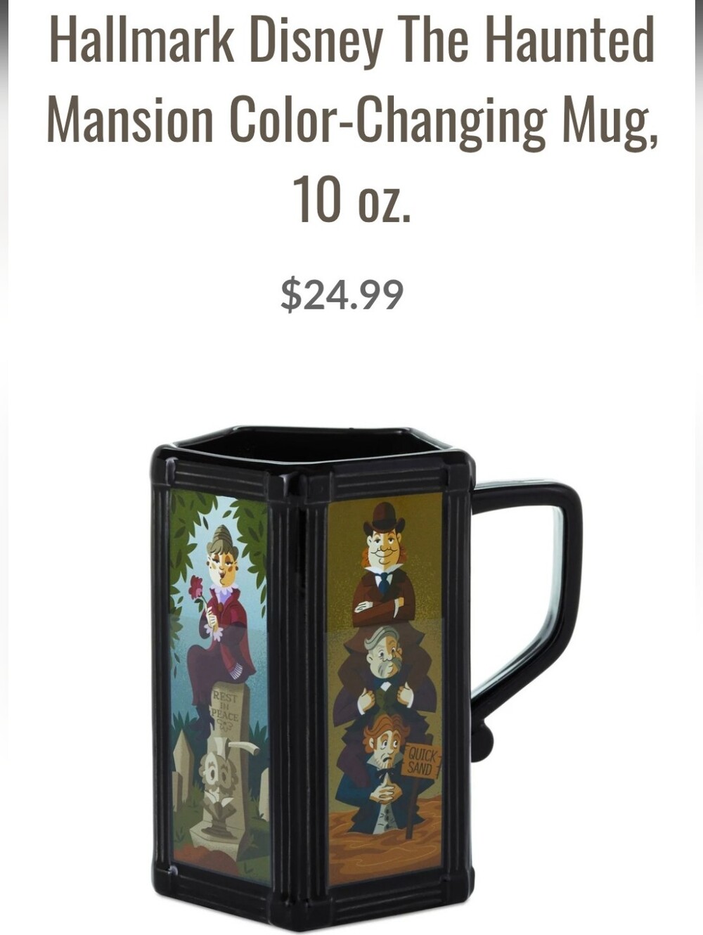 Hallmark Disney Haunted Mansion Color Changing Mug Black New